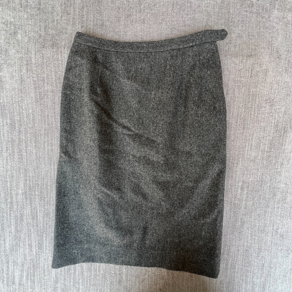 Vintage Sportempos Pencil Skirt Women Gray Pure Virgin Wool Lined Office Classic